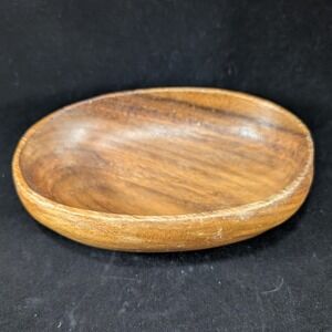 Vintage Dolphin Genuine Monkey Pod Wood Bowl Oval Serving Dish Philippines 8in